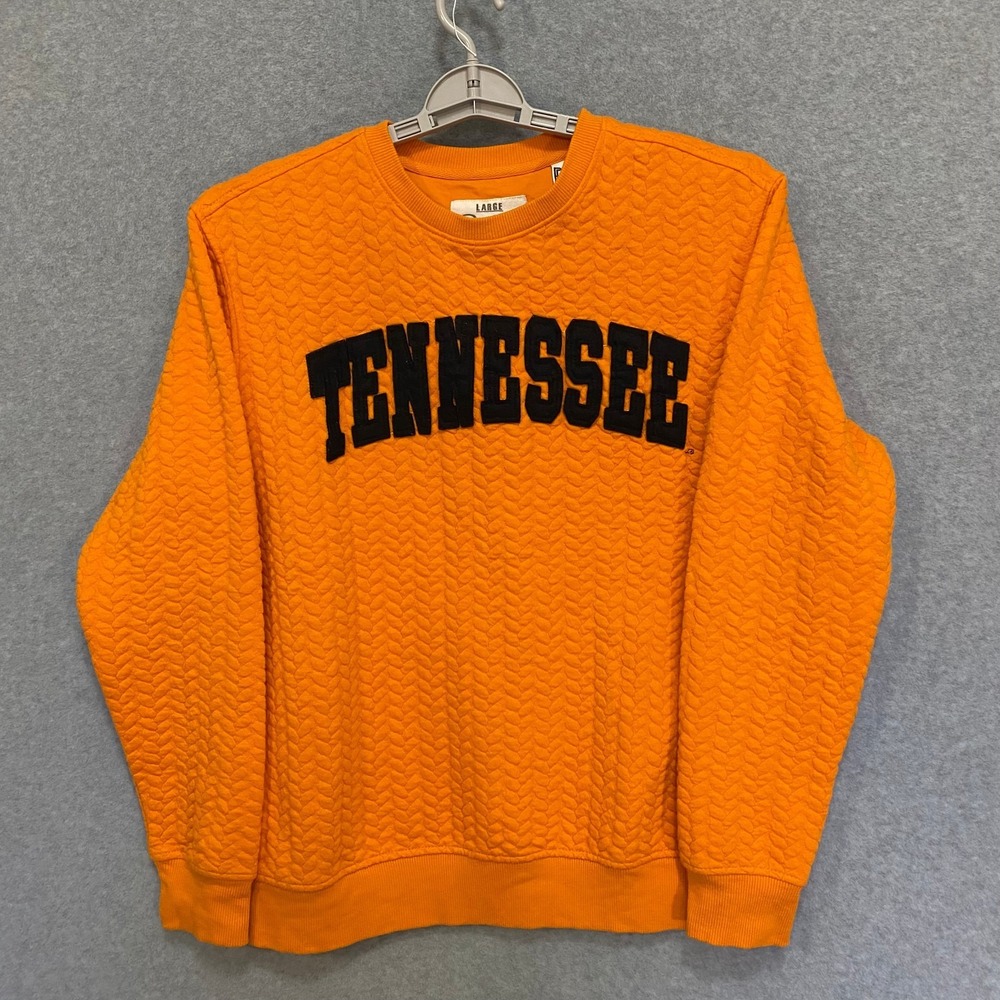 Tennessee Volunteers Women's Large Pressbox Orange Quilted Crewneck Sweatshirt